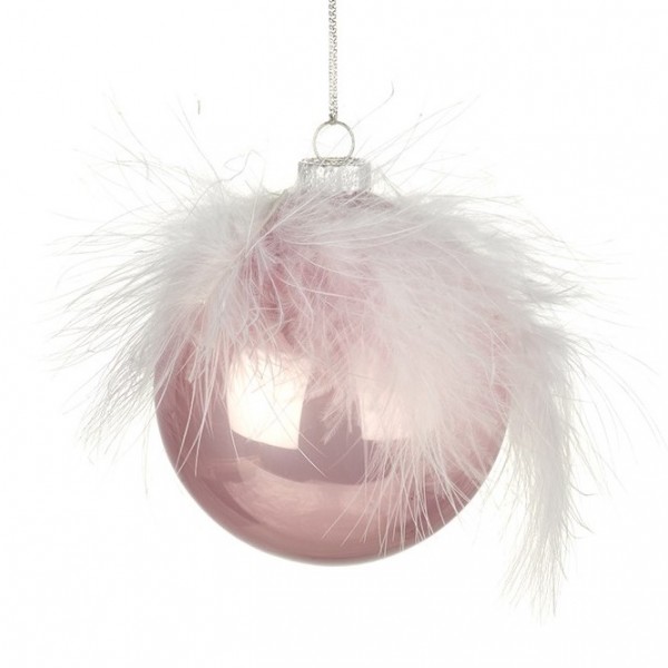 Pink Bauble with Feathers 